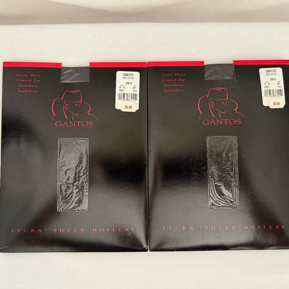 Gantos 2 Pair Control Top Sandalfoot Sheer Lycra Nylons Size Petite - Picture 1 of 4